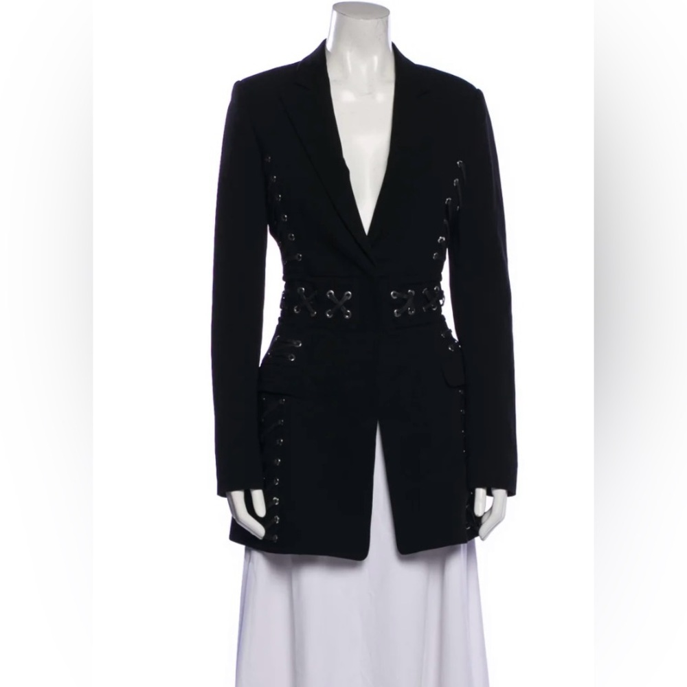 Altuzarra Black Blazer with Lace-Up Detail